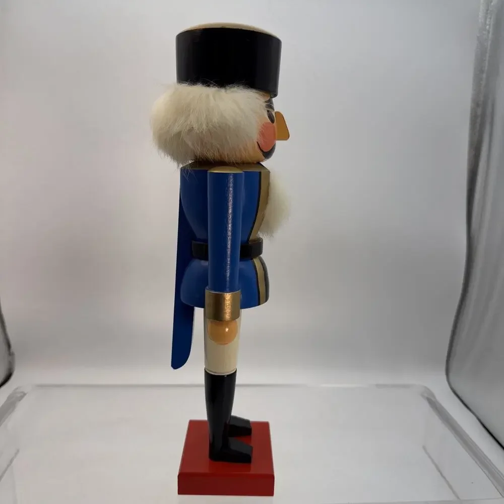 German Solider Nutcracker With Fur Hair Made In Germany Democratic Republic 14”